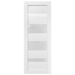 Villar Home Designs Prefinished White Solid Wood Core Door Slab Aster with Polycarbonate Solid Glass