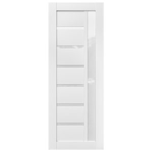 Villar Home Designs Prefinished White Solid Wood Core Door Slab Daisy with Polycarbonate Solid Glass