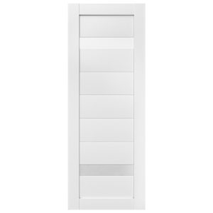 Villar Home Designs Prefinished White Solid Wood Core Door Slab Lily with Polycarbonate Solid Glass