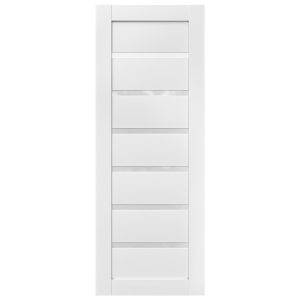 Villar Home Designs Prefinished White Solid Wood Core Door Slab Lotus with Polycarbonate Solid Glass