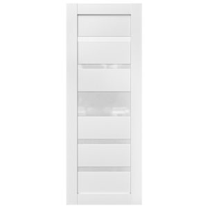 Villar Home Designs Prefinished White Solid Wood Core Door Slab Mallow with Polycarbonate Solid Glass