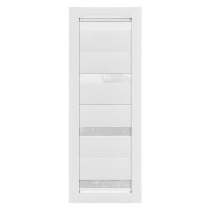 Villar Home Designs Prefinished White Solid Wood Core Door Slab Crocus with Polycarbonate Solid Glass
