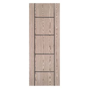 Villar Home Designs Prefinished Natural Wood Veneer Dark Oak Crossroad Wood Door Slab